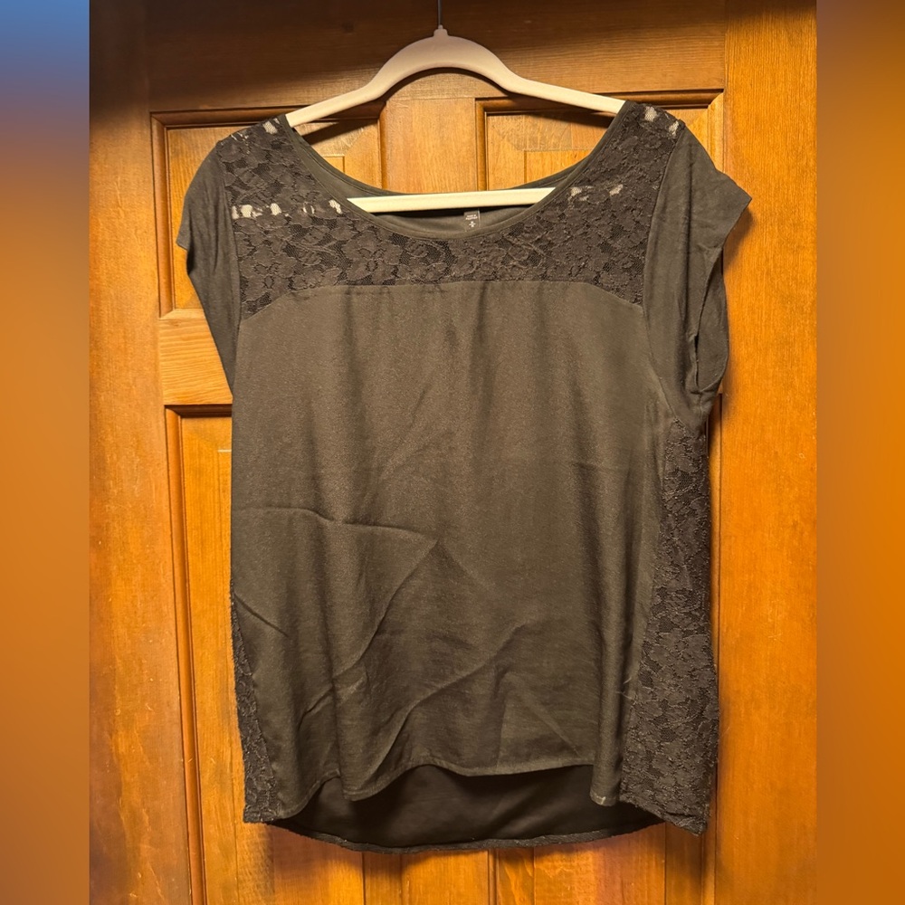 Express Black Lace Detail Women's Blouse